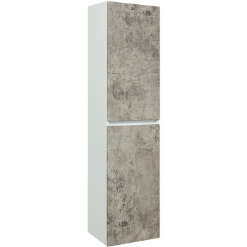 Шкаф пенал в ванную Runo Манхэттен 35 00-00001020 подвесной серый бетон белый