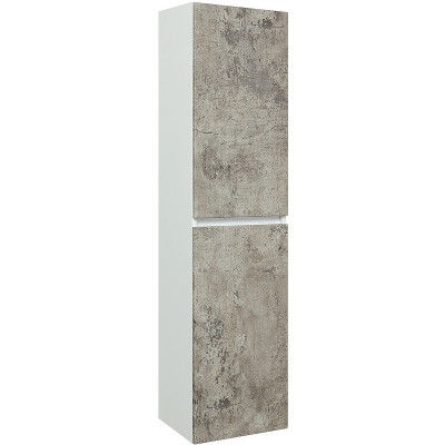 Шкаф пенал в ванную Runo Манхэттен 35 00-00001020 подвесной серый бетон белый