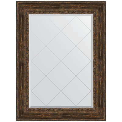 Зеркало настенное Evoform ExclusiveG 110х82 BY 4215 с гравировкой в багетной раме Состаренное дерево с орнаментом 120 мм