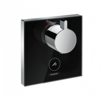 Термостатический смеситель для душа HighFlow Hansgrohe ShowerSelect Glass 15735600 (черный хром)
