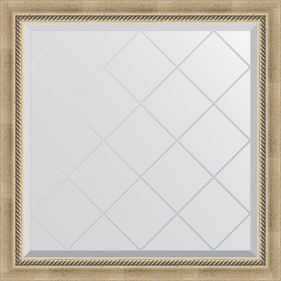 Зеркало настенное Evoform ExclusiveG 83х83 BY 4304 с гравировкой в багетной раме Состаренное серебро с плетением 70 мм
