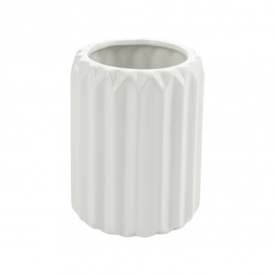 Стакан для зубных щёток и паст настольный, белый, глянцевый, керамический САНАКС (10632)