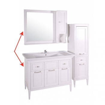 ASB-Woodline Гранда 105 комплект мебели со шкафчиком, белый (патина серебро) массив ясеня