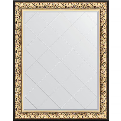 Зеркало настенное Evoform ExclusiveG 125х100 BY 4380 с гравировкой в багетной раме Барокко золото 106 мм