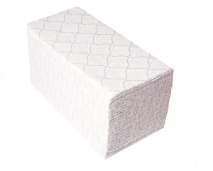 Бумажные полотенца листовые 2-слойные белые с синим тиснением Merida V-TOP blue 4000 (20 пачек х200 листов)