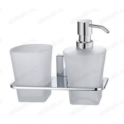 WasserKRAFT Leine K-5089 дозатор для жидкого мыла и стаканчик, матовое стекло/хром
