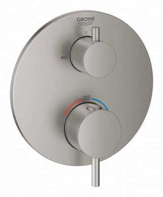 Внешняя часть термостатического смесителя для ванны GROHE Atrio с переключателем на 2 положения: ванна/душ, суперсталь (24138DC3)