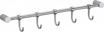 Планка с крючками для ванной (5 крючков) Savol S-006205 латунь хром