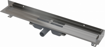 Водоотводящий желоб с порогами для цельной решетки и фиксированным воротником к стене AlcaPlast APZ116-300