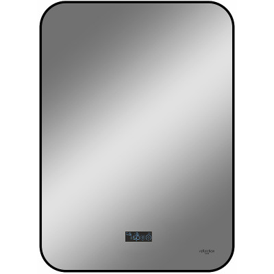 Зеркало в ванную Reflection Shadow 600х800 RF5732SH с подсветкой черное с сенсорным выключателем, диммером, подогревом и часами