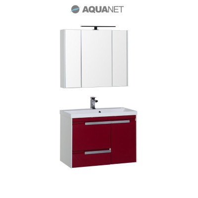 Aquanet Тиволи 90 00180566 комплект мебели, белый/фасад бордо