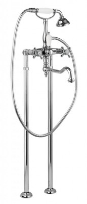 Напольный смеситель для ванны с поворотным изливом с ручным душем, шлангом 150 см CEZARES GOLF-VDP2-01-Bi, хром