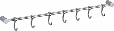 Планка с крючками для ванной (7 крючков) Savol S-006207 латунь хром