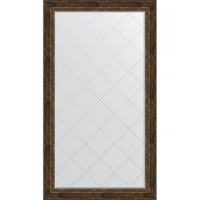 Зеркало настенное Evoform ExclusiveG Floor 207х117 BY 6380 с гравировкой в багетной раме Состаренное дерево с орнаментом 120 мм