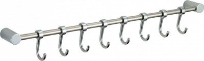 Планка с крючками для ванной (8 крючков) Savol S-006208 латунь хром
