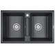 Кухонная мойка кварц Paulmark Zwilling PM238150-BL черная прямоугольная 2 чаши  (PM238150-BL)