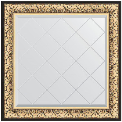 Зеркало настенное Evoform ExclusiveG 90х90 BY 4337 с гравировкой в багетной раме Барокко золото 106 мм