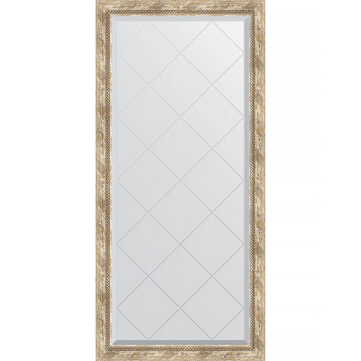 Зеркало настенное Evoform ExclusiveG 135х73 BY 4263 с гравировкой в багетной раме Прованс с плетением 70 мм