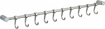 Планка с крючками для ванной (10 крючков) Savol S-006210 латунь хром
