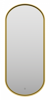 Зеркало подвесное в ванную Brevita Saturn подсветка сенсорное 500x1150 овальное золото (SAT-Dro1-050-gold)
