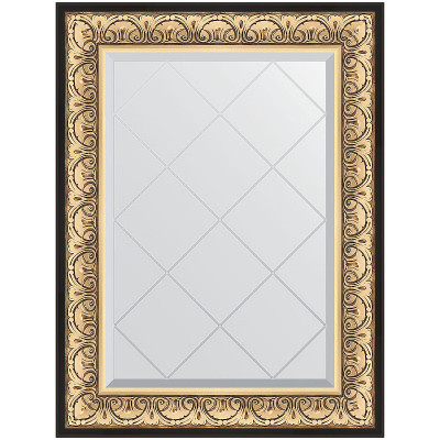 Зеркало настенное Evoform ExclusiveG 92х70 BY 4122 с гравировкой в багетной раме Барокко золото 106 мм