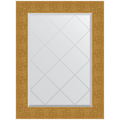 Зеркало настенное Evoform ExclusiveG 89х66 BY 4108 с гравировкой в багетной раме Чеканка золотая 90 мм
