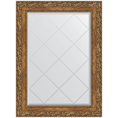 Зеркало настенное Evoform ExclusiveG 87х65 BY 4099 с гравировкой в багетной раме Виньетка бронзовая 85 мм