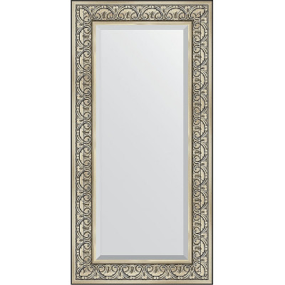 Зеркало настенное Evoform Exclusive 120х60 BY 3502 с фацетом в багетной раме Барокко серебро 106 мм