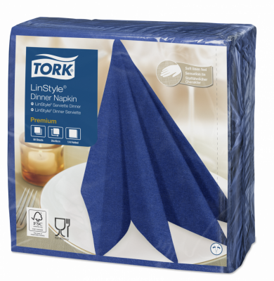 Салфетки Tork LinStyle, Premium, 39х39 см, 1 сл, 50 листов, темно-синие