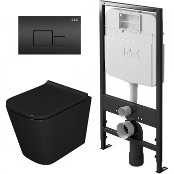Комплект унитаза с инсталляцией D&K Berlin DS1432502 черный микролифт с черной клавишей