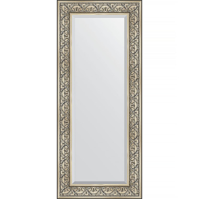 Зеркало настенное Evoform Exclusive 140х60 BY 3528 с фацетом в багетной раме Барокко серебро 106 мм