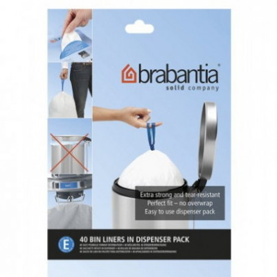 Brabantia 362002 пакеты для мусора, упаковка-диспенсер, размер Е, 20 л, 40 шт