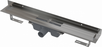 Водоотводящий желоб с порогами для цельной решетки и фиксированным воротником к стене AlcaPlast APZ16-550