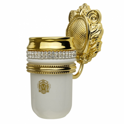 MIGLIORE Dubai стакан настенный, золото/белый/кристаллы (держатель Cleopatra)