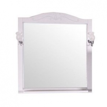 ASB-Woodline 9691 Салерно 80 зеркало с полкой, белый (патина серебро), массив ясеня