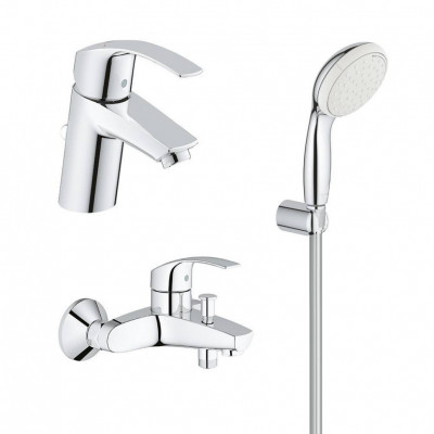 Готовый набор для ванной GROHE Eurosmart New: смесители для ванны и раковины, душевой набор (123582)
