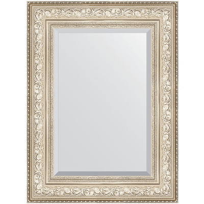 Зеркало настенное Evoform Exclusive 80х60 BY 3400 с фацетом в багетной раме Виньетка серебро 109 мм