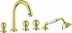 Смеситель Cezares APHRODITE APHRODITE-BVD-03/24-M, на борт ванны с выдвижным душем, Золото 24 карат, ручка Металл  (APHRODITE-BVD-03/24-M)